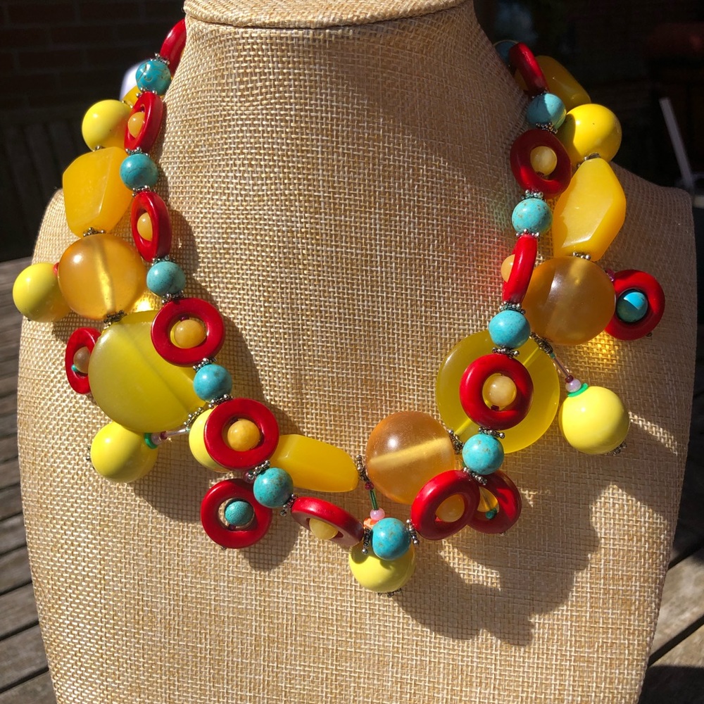 Colorful Two Strand Statement Necklace